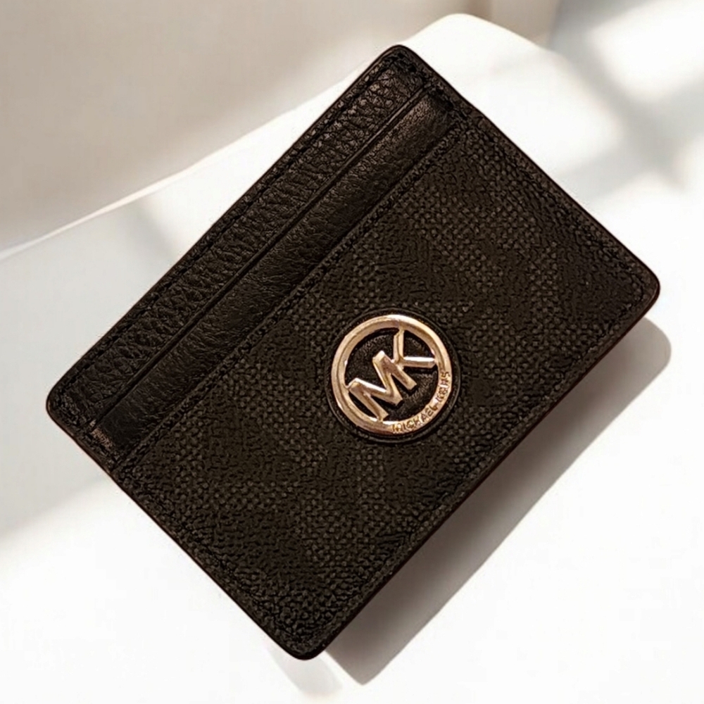 Michael Kors Leather Monogram card wallet card holder unisex HOST PICK